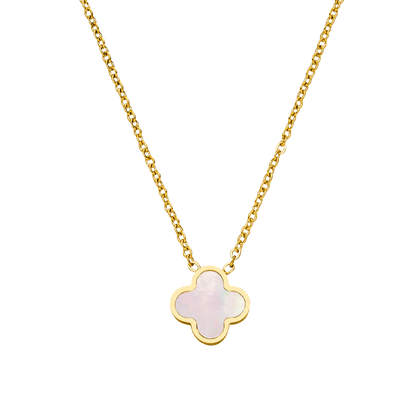 Collier Trèfle Rose Chanceux – Plaqué Or 18K