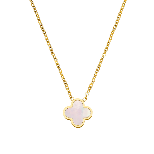 Collier Trèfle Rose Chanceux – Plaqué Or 18K