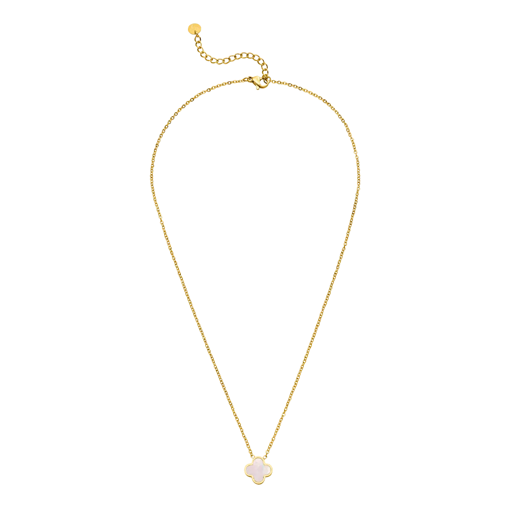 Collier Trèfle Rose Chanceux – Plaqué Or 18K